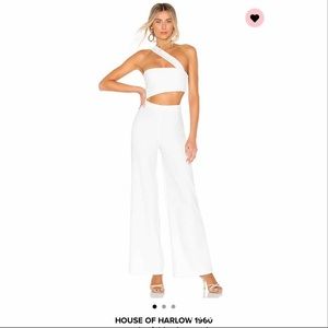 Revolve White slit jumpsuit bachelorette